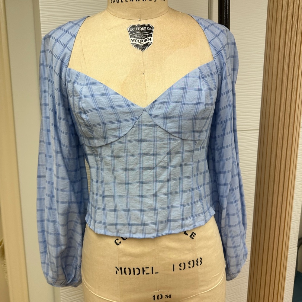 & other stories. Sz 10. Blue with plaid. New without tags. Never worn. Cotton.